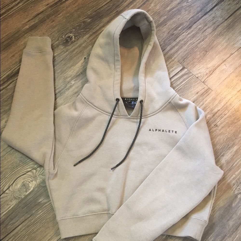 Alphalete og khaki crop hoodie